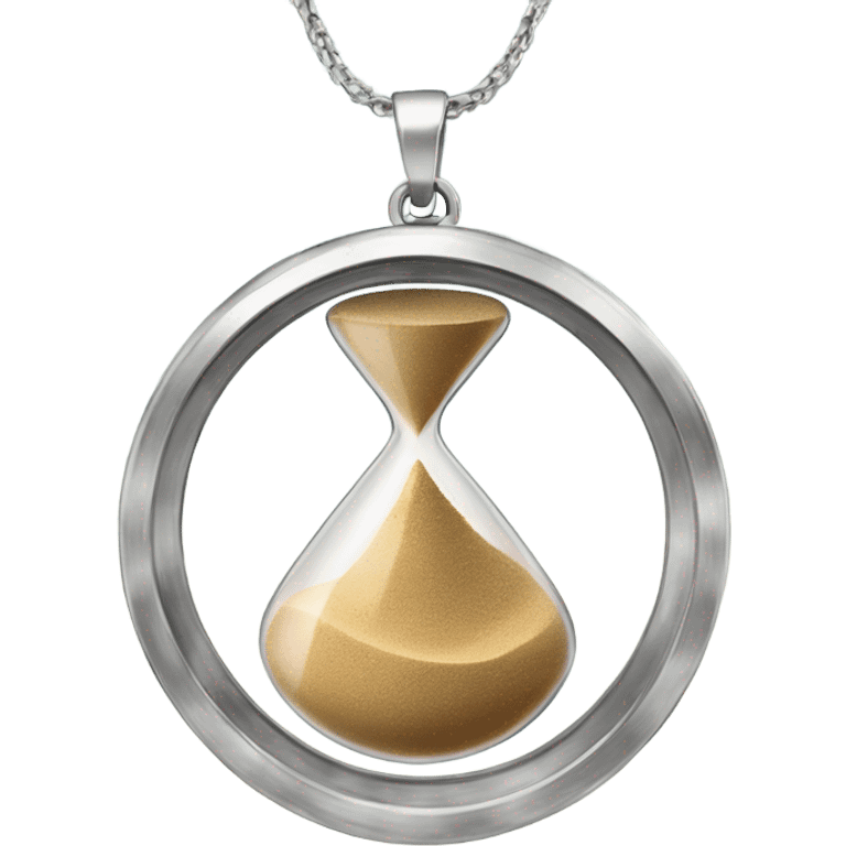 Circular hour glass with sand inside spinning on a necklace jewelry  emoji