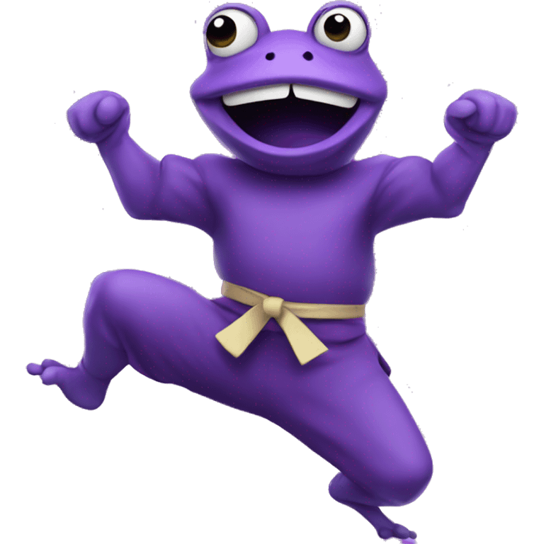 Purple frog doing karate emoji