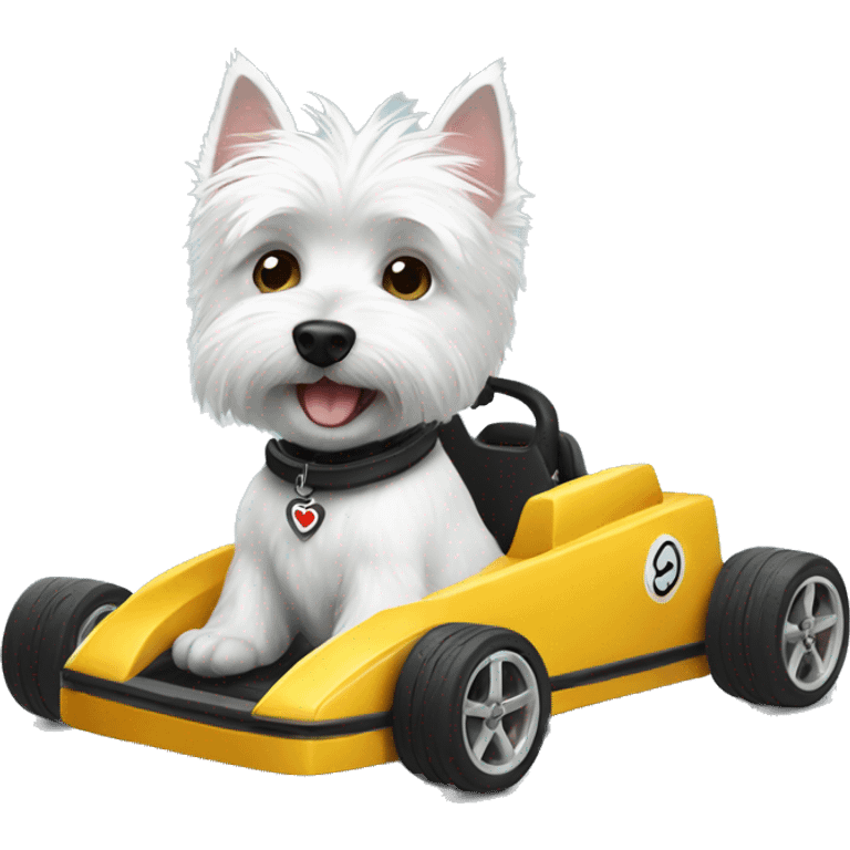 Westie in a go kart emoji