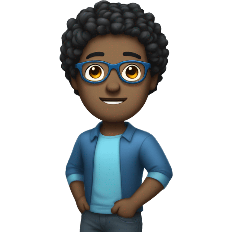 light guy with wavy short black hair and blue glasses emoji