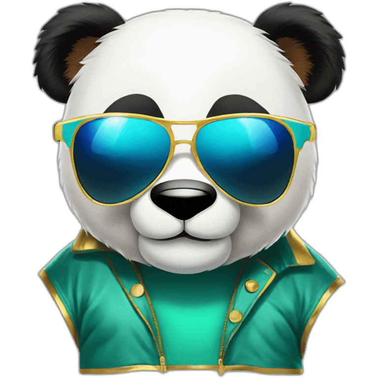 Panda mascot with big gold sunglasses emoji