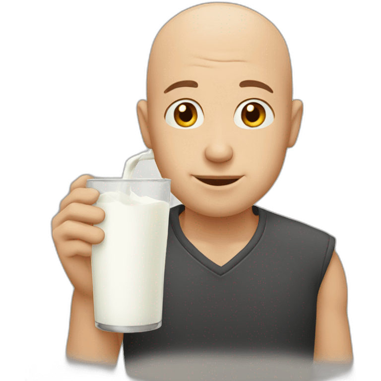 Bald man drinking milk emoji