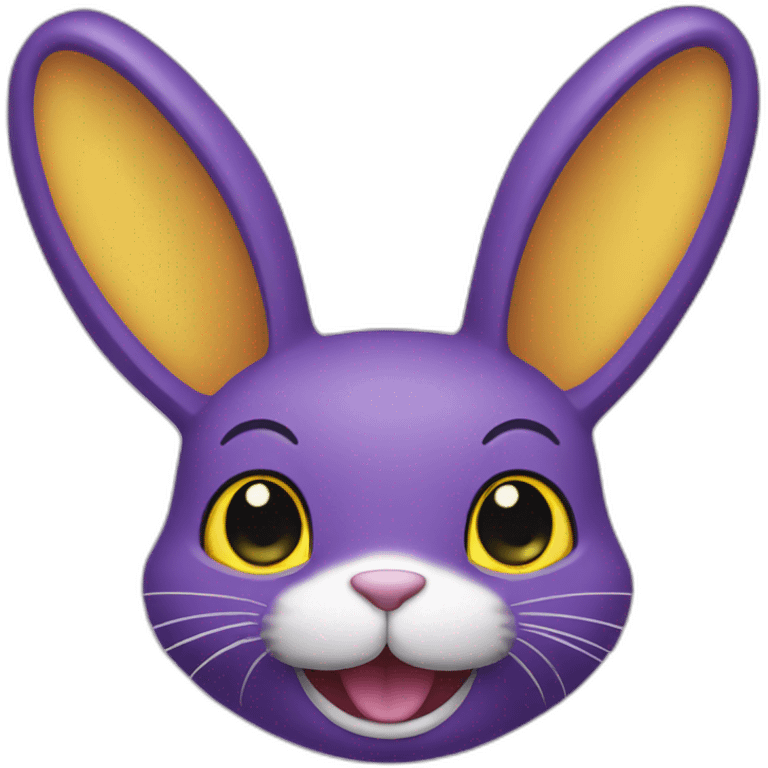 Purple rabbit with yellow teeth and yellow eyes emoji