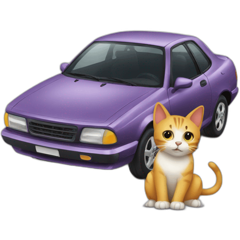 a car with a cat emoji