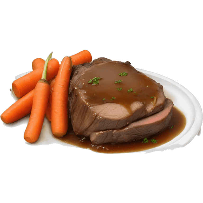 pot roast with gravy over potatoes with carrots  emoji