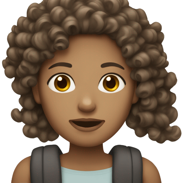 woman brown curly hair white skin emoji