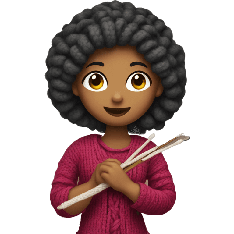 girl with a yarn skein and crochet hook emoji