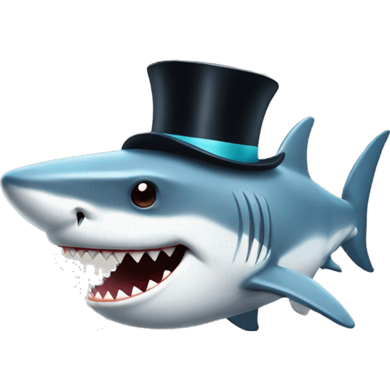 Shark with a top hat emoji