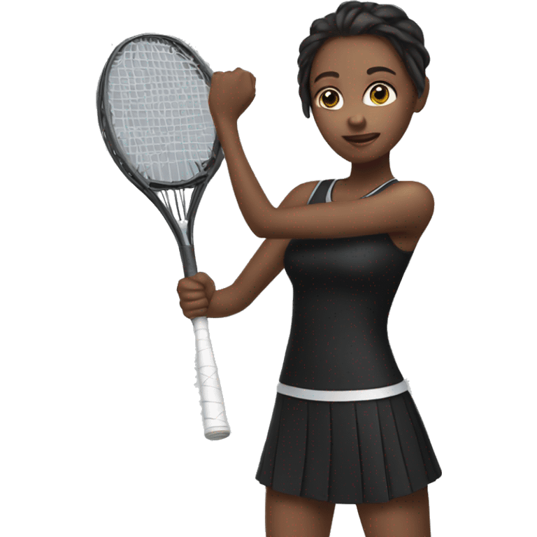 girl in black outfit holding racket emoji