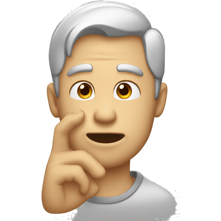 man with hand on face, looking to the right, with open mouth, wondering emoji