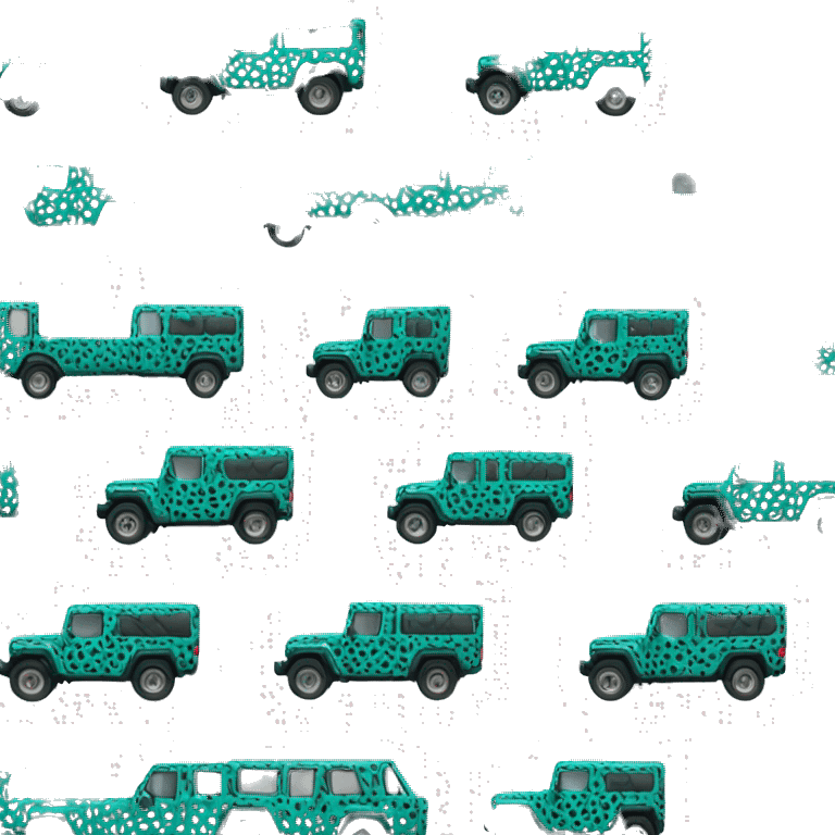 Realistic Full length teal leopard print pattern Jeep Gladiator truck. emoji