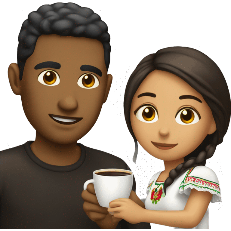 dominican man and mexican girl drinking coffee emoji