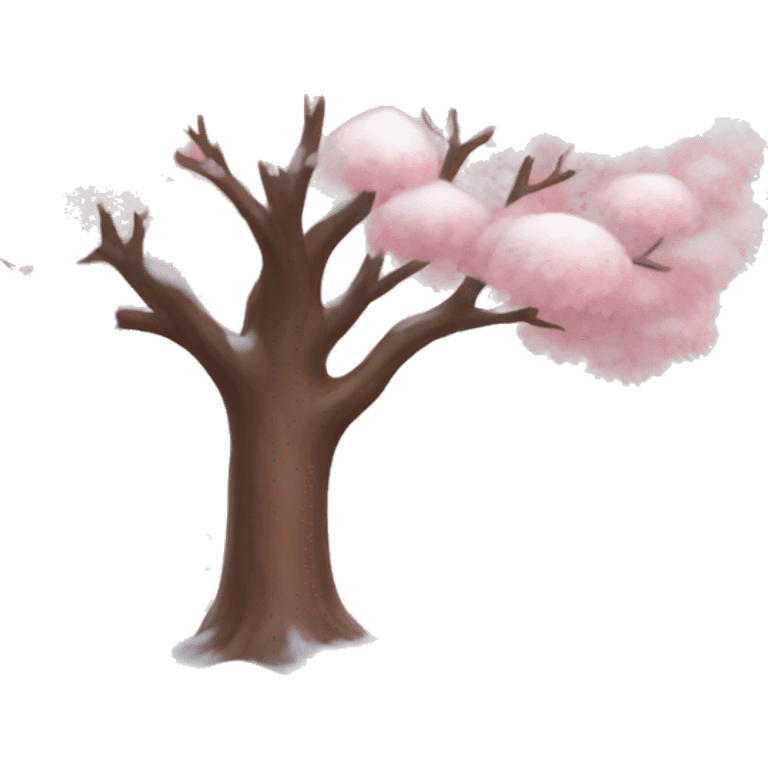 Pastel pink tree with snow emoji