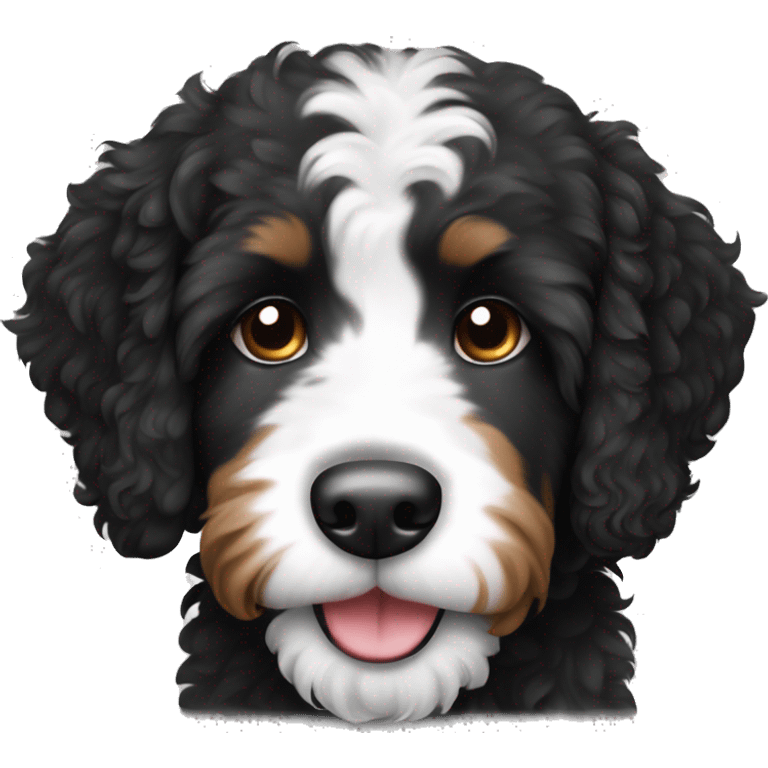 Black and white bernedoodle cute puppy dog emoji