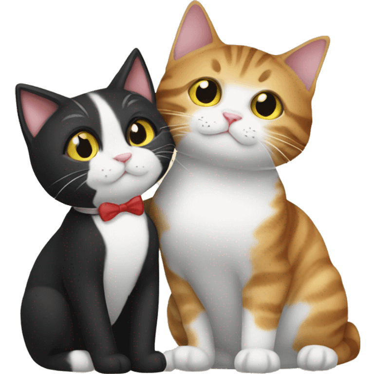 tuxedo cat kissing tabby cat emoji