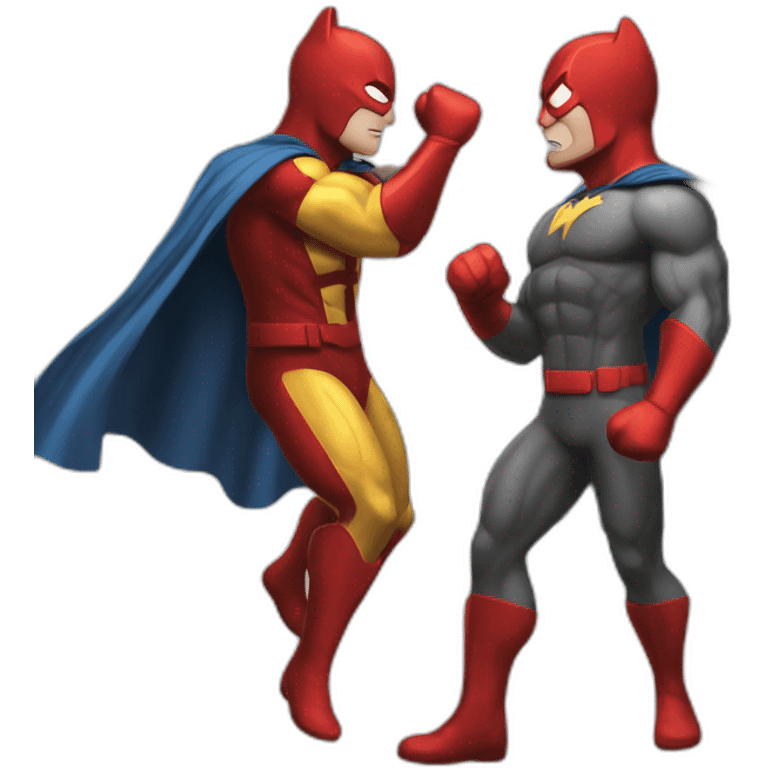 two superhero fighting emoji