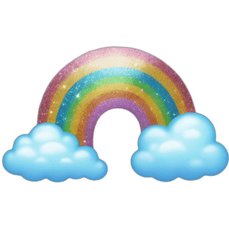 glitter rainbow with clouds emoji