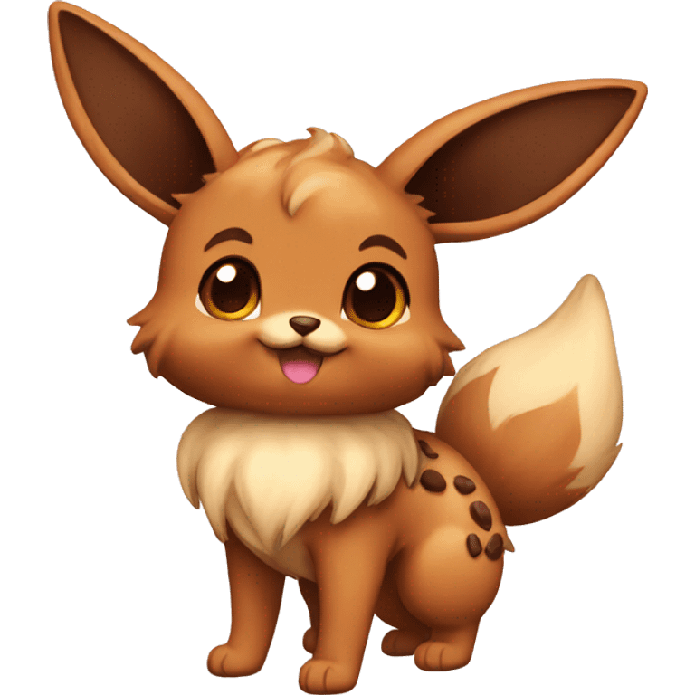 Brown Cookie-themed Eevee with chocolate chips patterns full body emoji