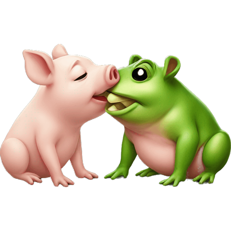 Pig kissing frog emoji