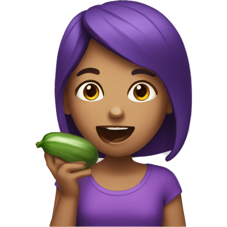 girl eating eggplant emoji