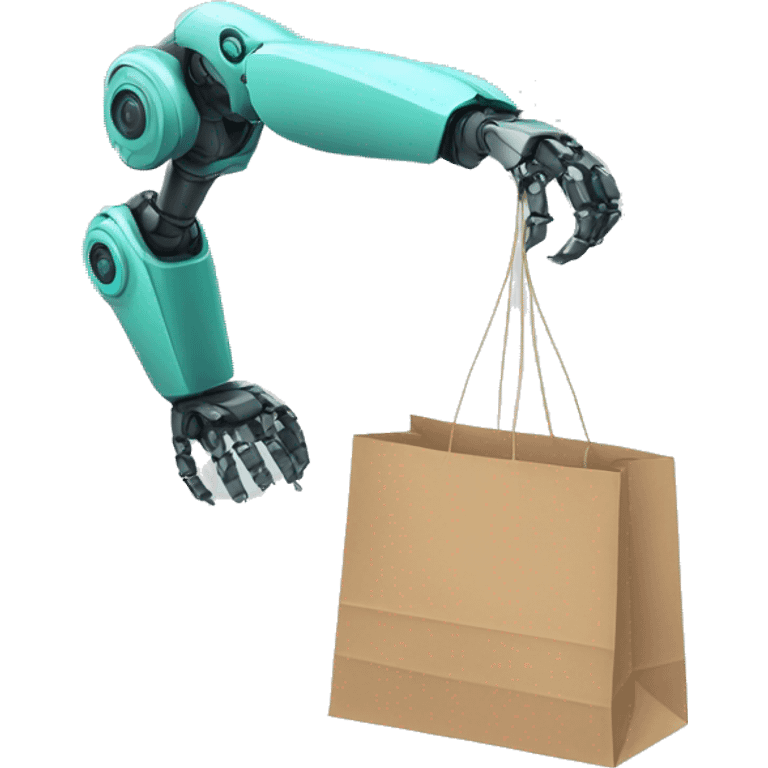 robot arm with shopping bag emoji