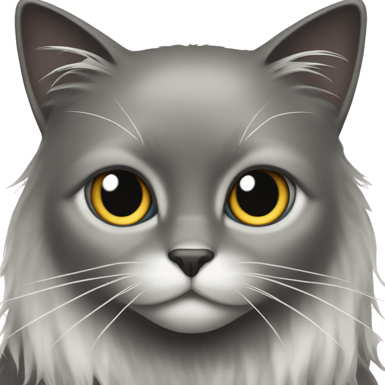 black cat domestic long-haired with white spot on the mouth emoji