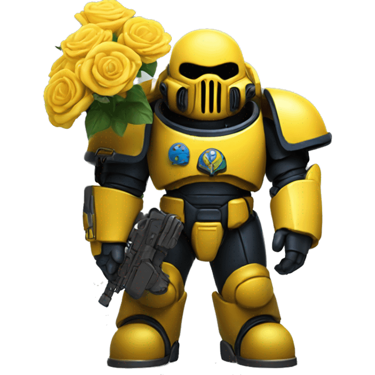 yellow spacemarine holding flowers  emoji