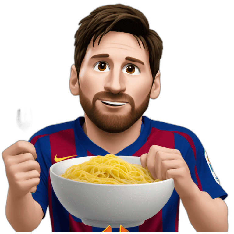 Lionel Messi comiendo pasta emoji