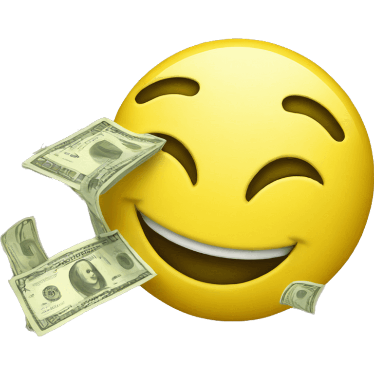 a yellow smiley giving money emoji