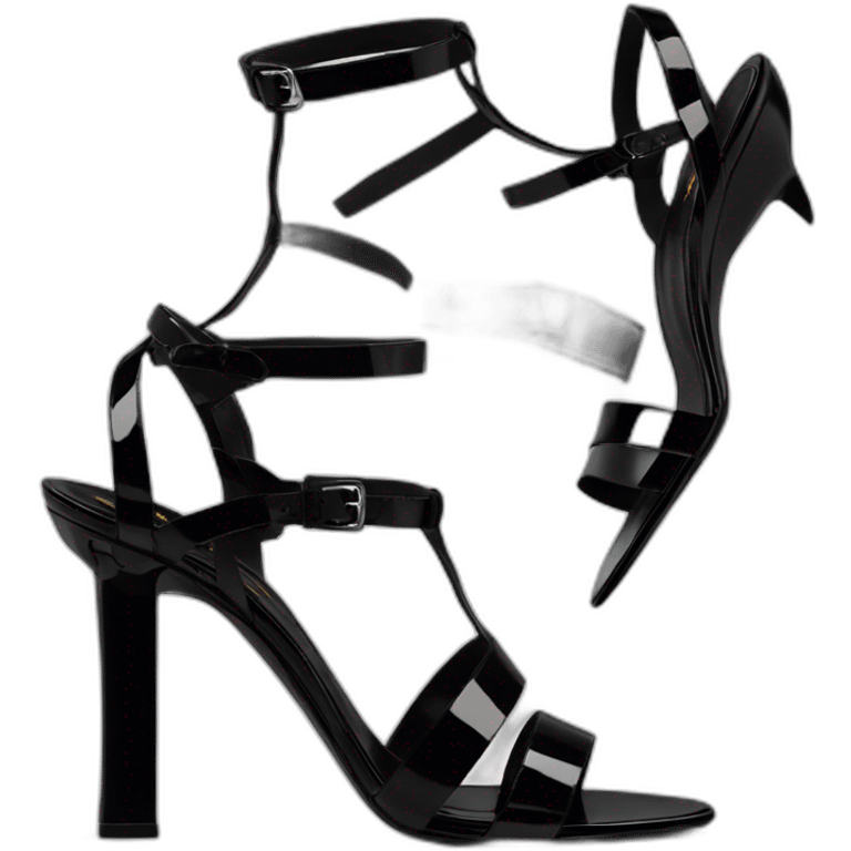 YSL TRIBUTE heels SANDAL black PATENT LEATHER emoji