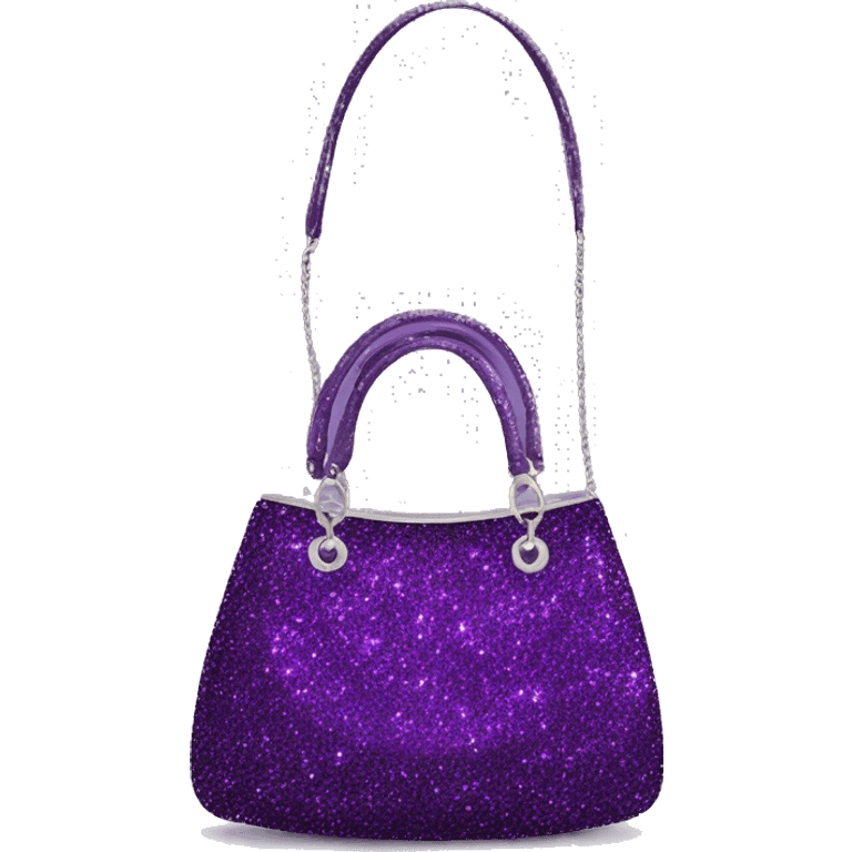 Realistic dark purple Sparkle glitter designer purse isolated.  emoji