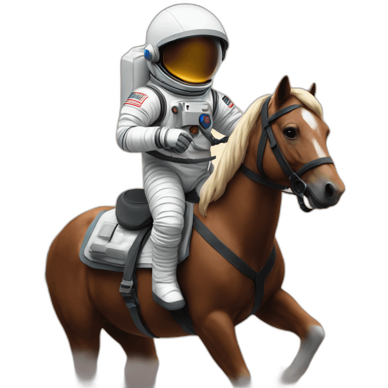 Astronaut with helmet closed riding a wild horse emoji