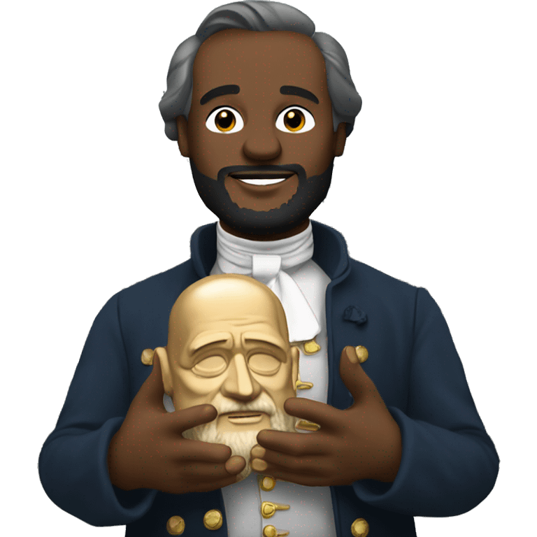 Victor Hugo holding Notre Dame Cathedral in his hands emoji