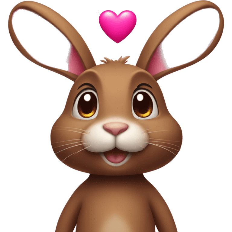 brown rabbit standing on back legs with pink heart on his chest emoji