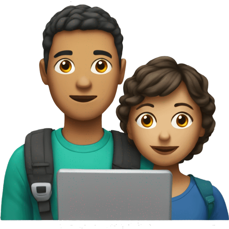 student with iPad and his mother emoji