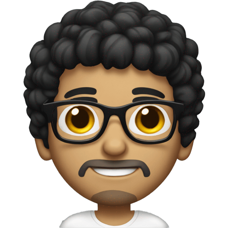 Hispanic guy with black hair & glasses with tattoo emoji