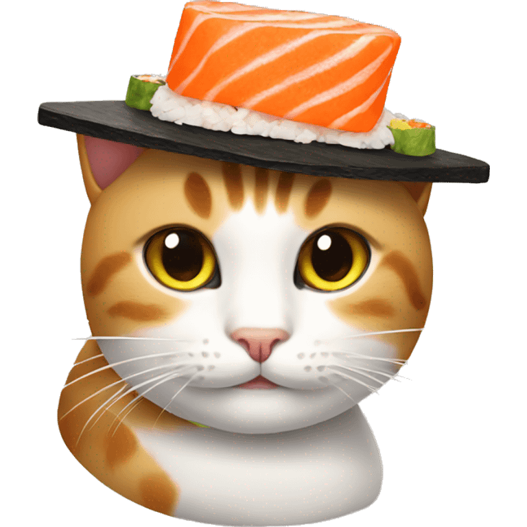 cat wearing sushi as a hat emoji