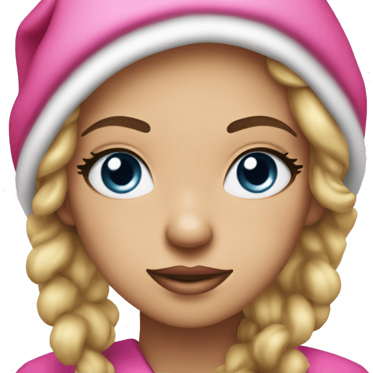 Pretty Santa Claus with pink hat and robe and pink makeup and long eyelashes  emoji