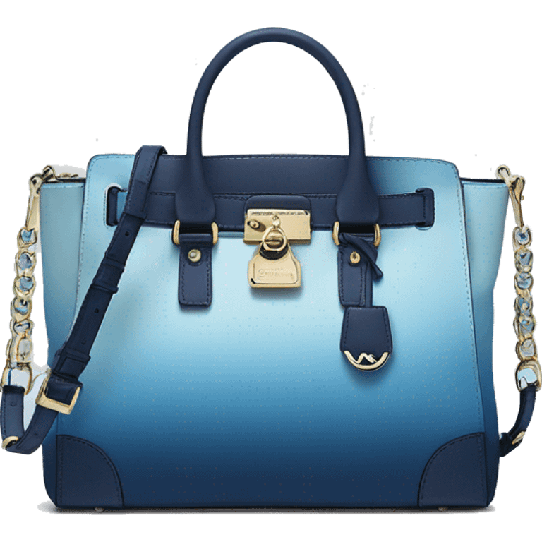 Realistic isolated light blue to navy blue ombre michael kors satchel purse.  emoji