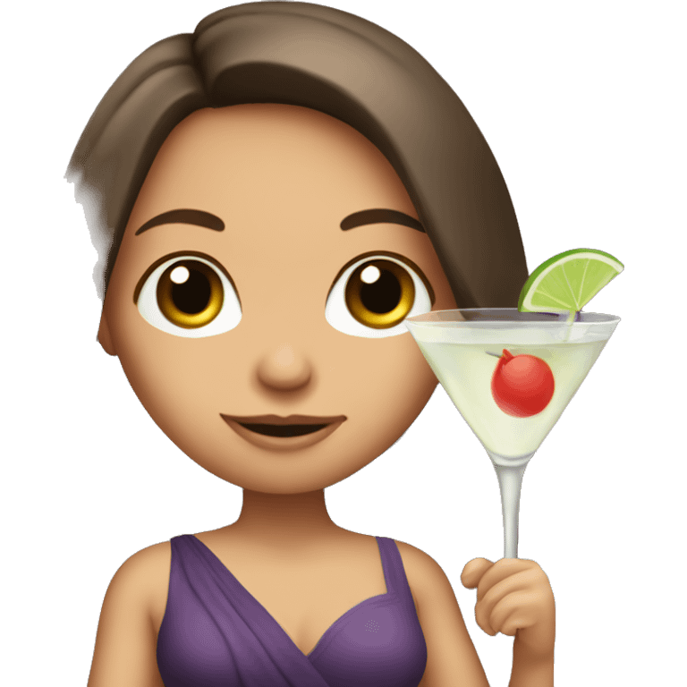 Long hair Brunette girl holding martini  emoji