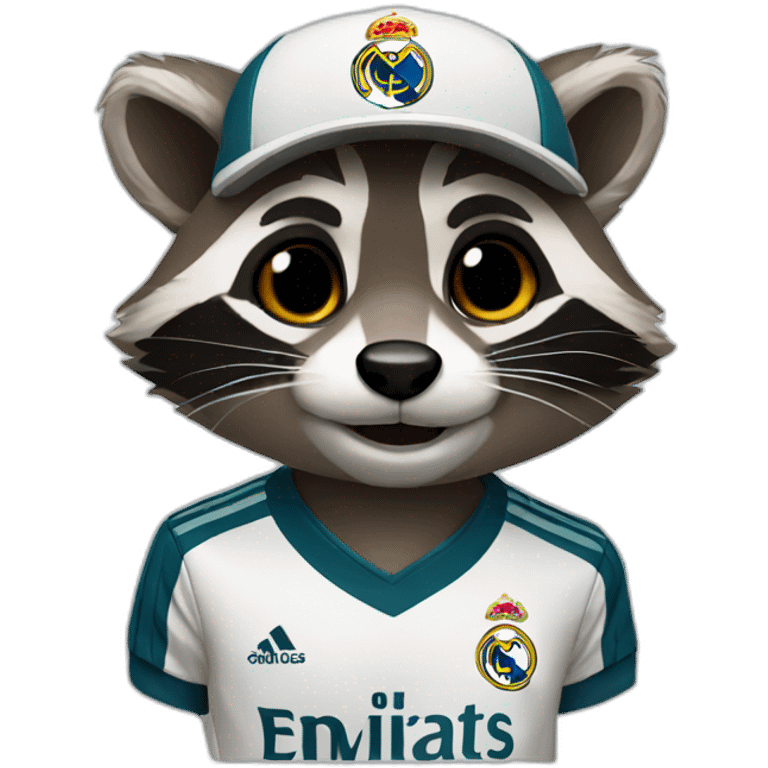 raccoon dressed in real madrid soccer gear emoji