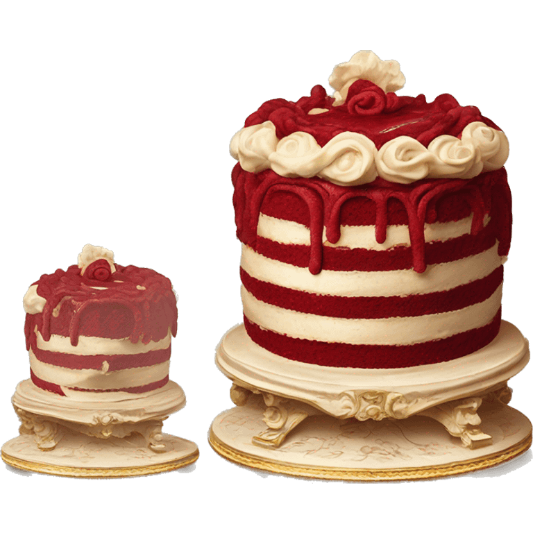 highly detailed vintage rococo red velvet cake emoji