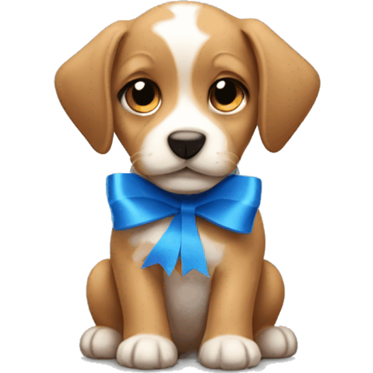 Puppy with blue ribbon emoji