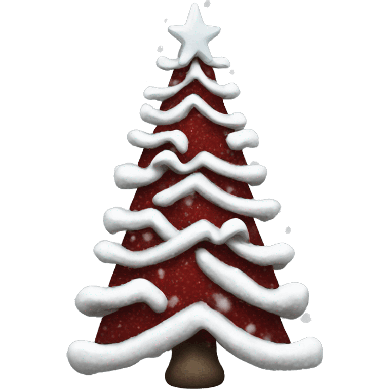 Snowy Christmas tree with dark red bows emoji