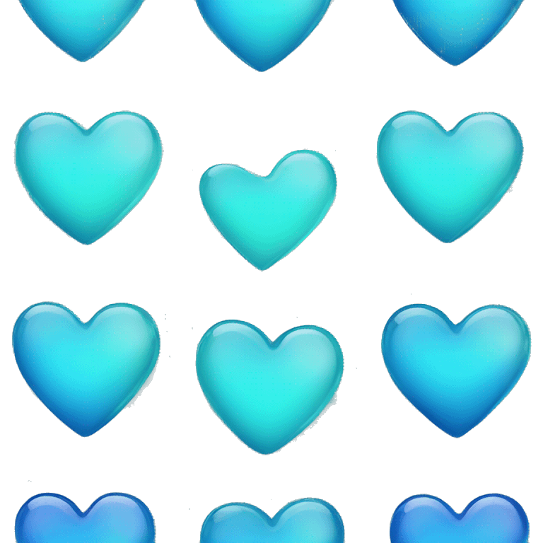 Blue and aqua gradient shiny glass heart emoji