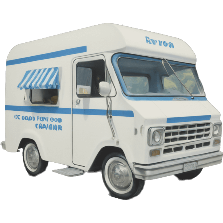 Good humor ice cream caravan, 1970, blue and white  emoji