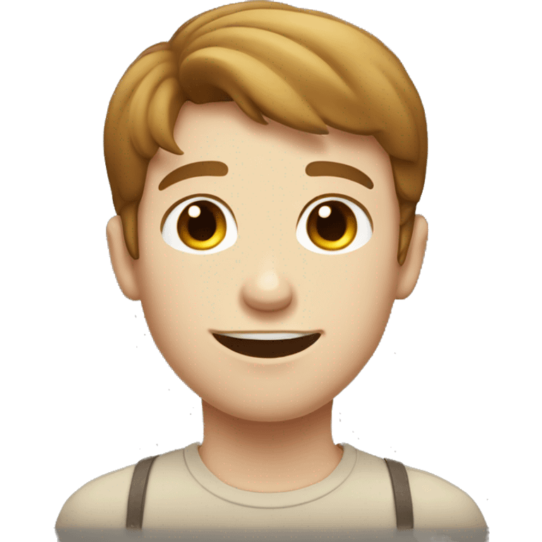 Smiley male with short brown hair and a pale complexion with a few freckles.  emoji