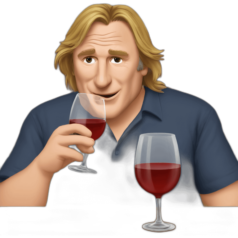 Gérard Depardieu drinking wine emoji