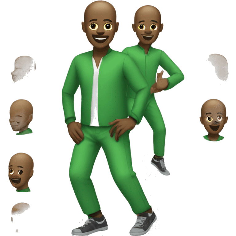 Dancing no hair black man in green emoji