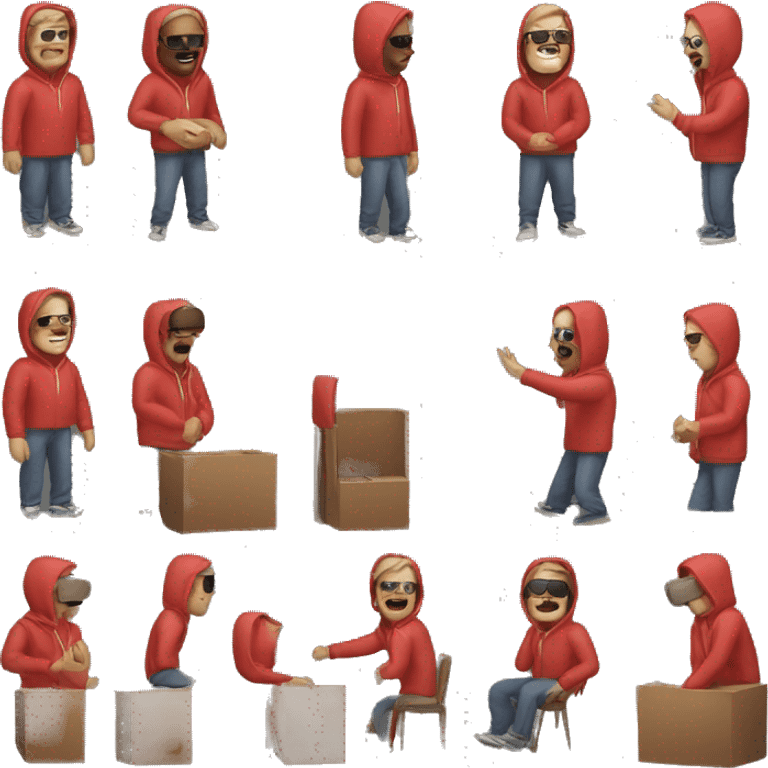 Paul Brown, man with no facial hair and a red hoodie playing VR emoji